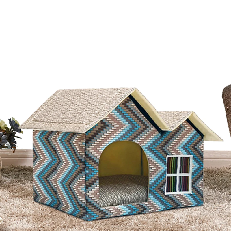 Съемная кровать для собак двойной дом маленьких средних и больших подушка домик