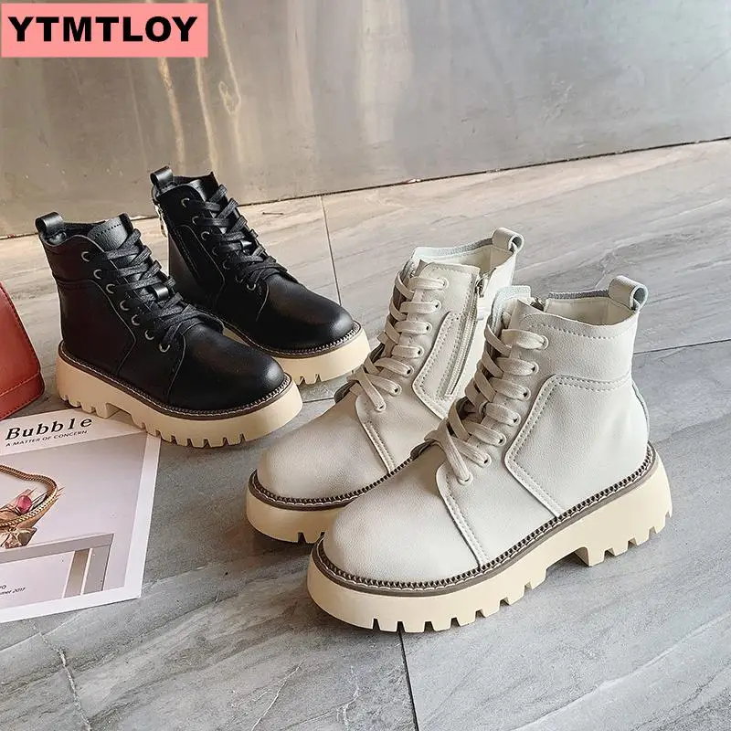 Модные ботильоны Зимние Женские ботинки из искусственной кожи Рабочая обувь с