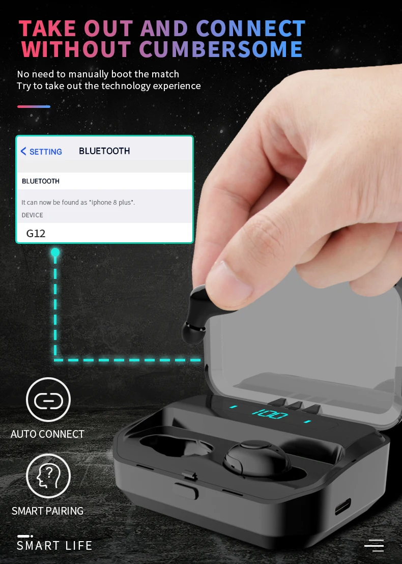 Беспроводные наушники TWS Bluetooth наушники 5,0 светодиодный дисплей гарнитура стерео Спорт Громкая связь HiFi Звук игровой водонепроницаемый наушник