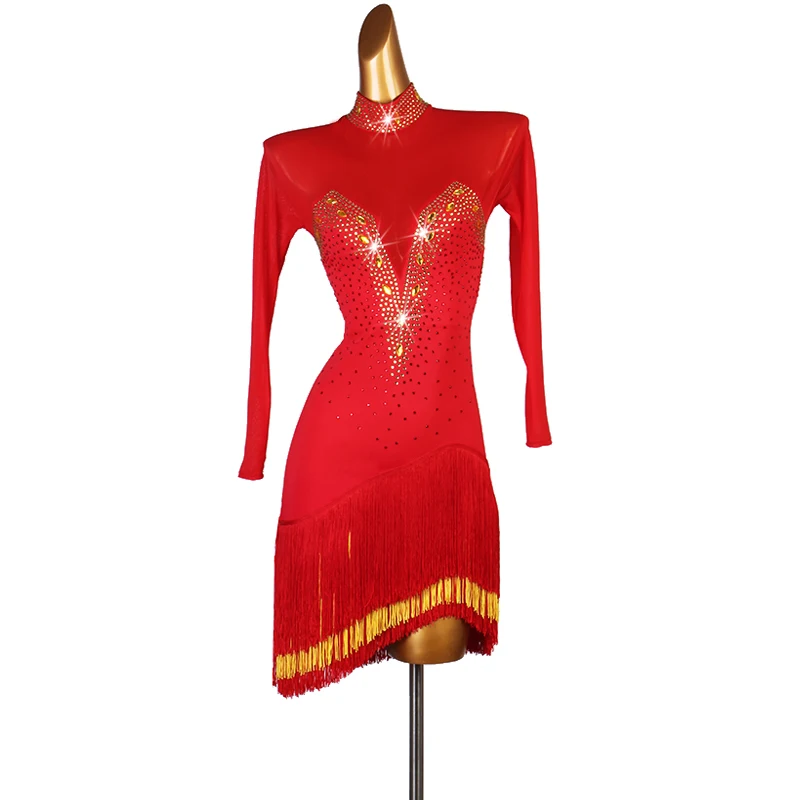 Платье для латиноамериканских танцев танцевальная юбка с бахромой женское