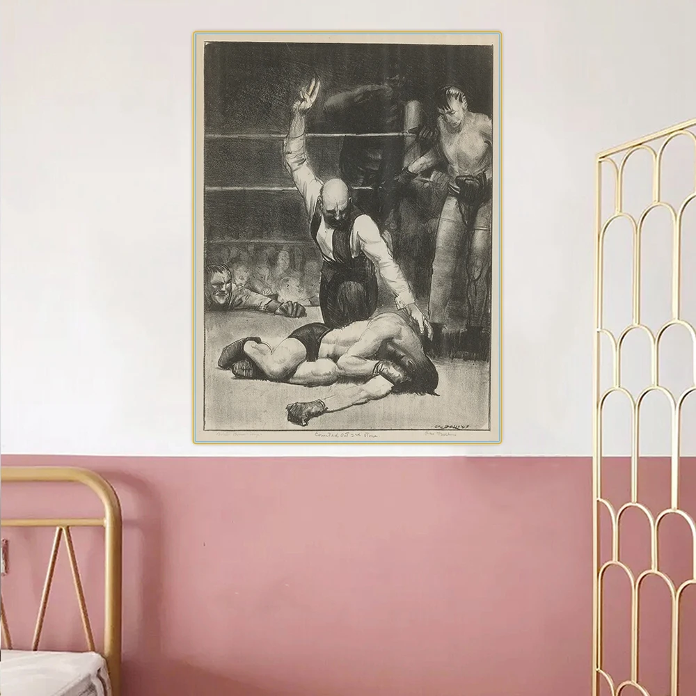 

Citon George Bellows《Counted out,Second stone》Canvas Art Oil Painting Artwork Poster Picture Wall Decor Modern Home Decoration