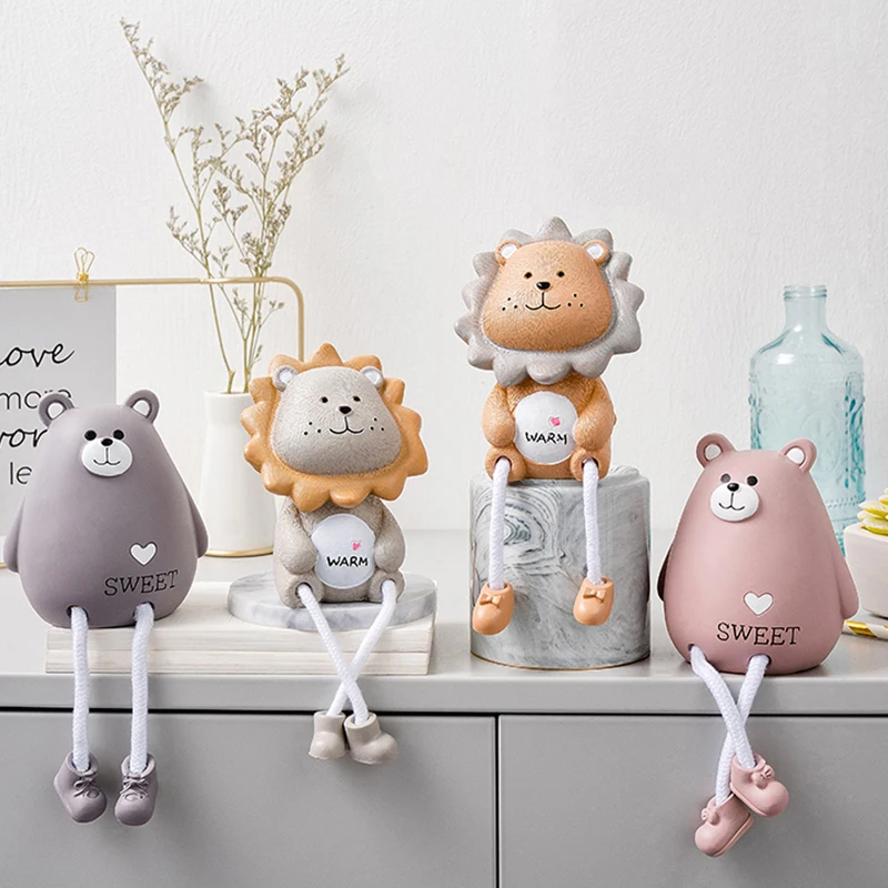 

2PCS Nordic Doll For Living Room Decor Kids Room Decor Resin Doll Animal Figurine Craft For Kids Children Room Decor Kids Gfits