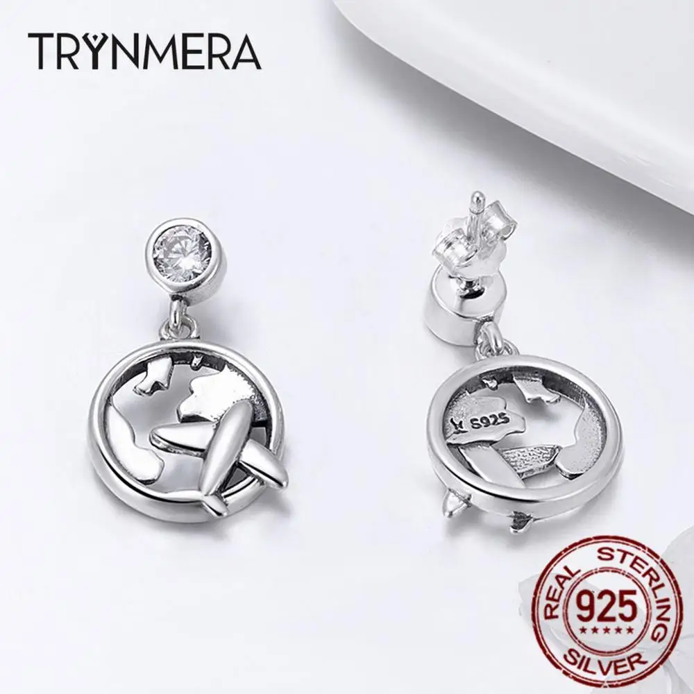 Trynmera женские серьги пусеты из серебра 925 пробы путешествие самолет