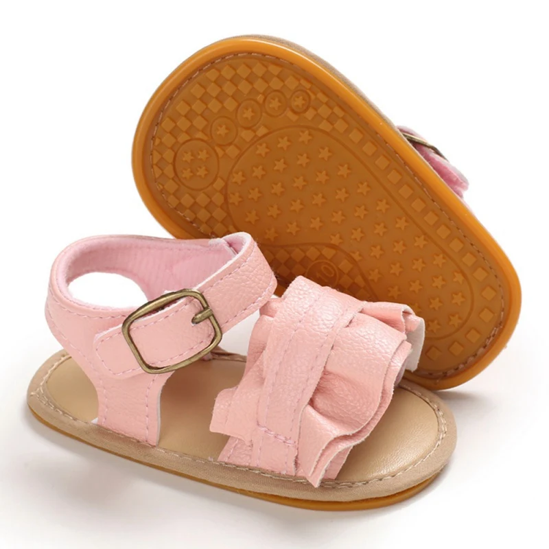 

Casual Infant Kids Shoes Baby Wave Design Summer Beach Sandals Flat Soft PU Girls Casual Beach Pool Flat