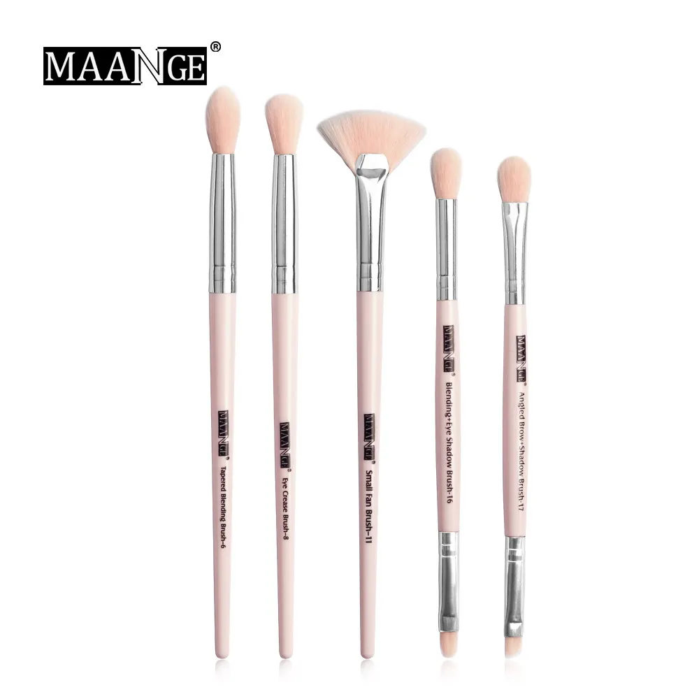 5pcs-pink silver MAANGE новые толстовки с надписью «Make Up щетки 3 состоит из 12 штук, профессиональное смешивание теней для век бровей вентилятор кисти для макияжа Красота набор для макияжа - Handle Color: 5pcs-pink silver