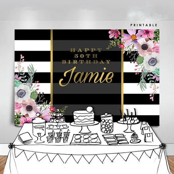 

Качественный Виниловый фон для фотосъемки на заказ с изображением цветов 50-го дня рождения