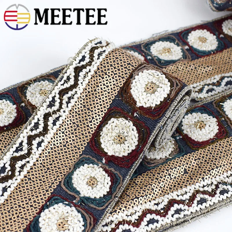 Meetee 2 метра 75 мм Вышивка Кружева Планки пайетки тесьма ленты для обуви платье