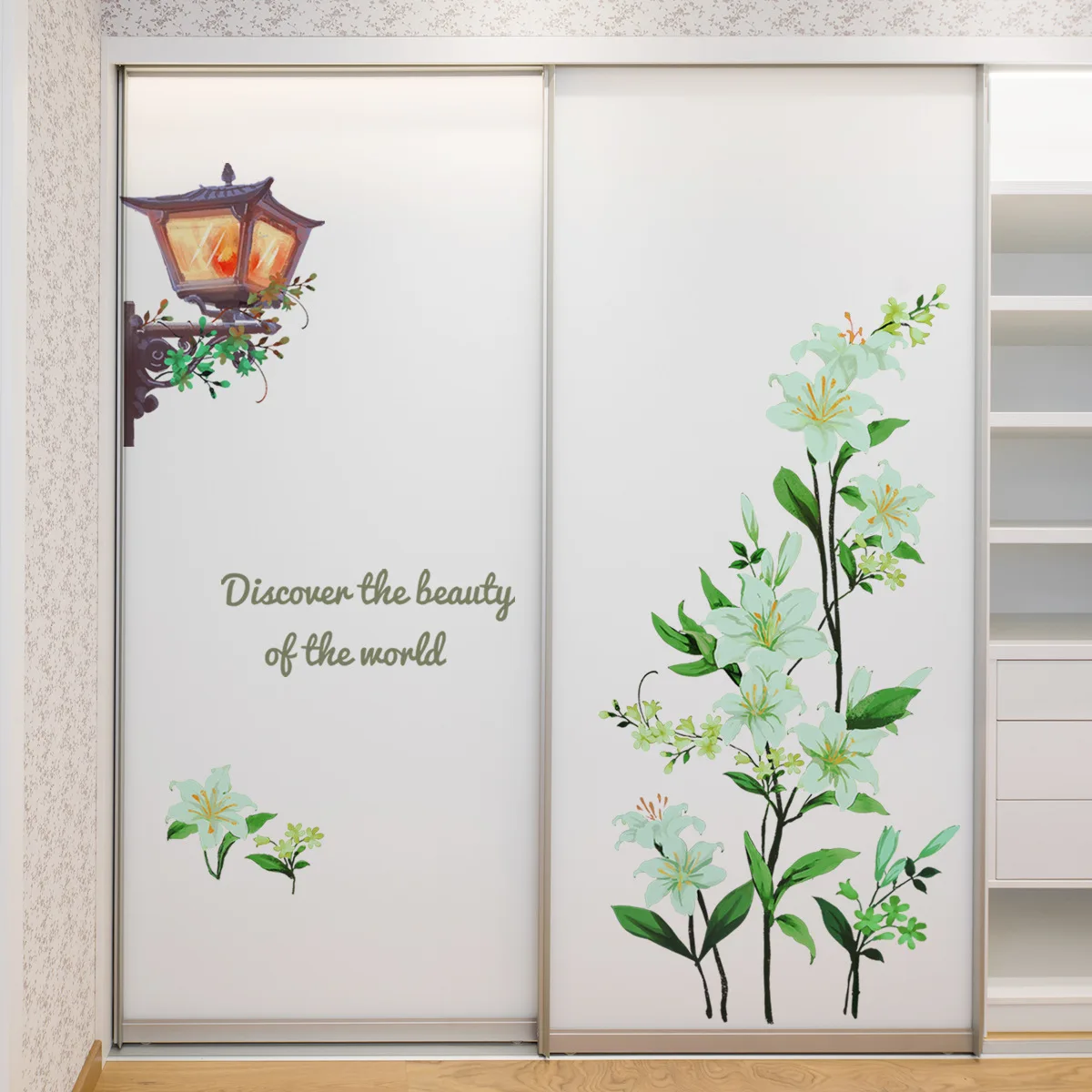 Маленькие свежие цветы настенные наклейки уличная лампа домашний фон для