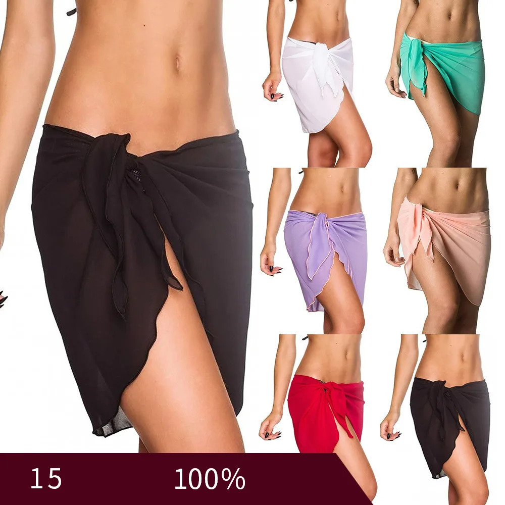 Сексуальный женский пляжный купальник бикини накидка юбка платье пляжная одежда