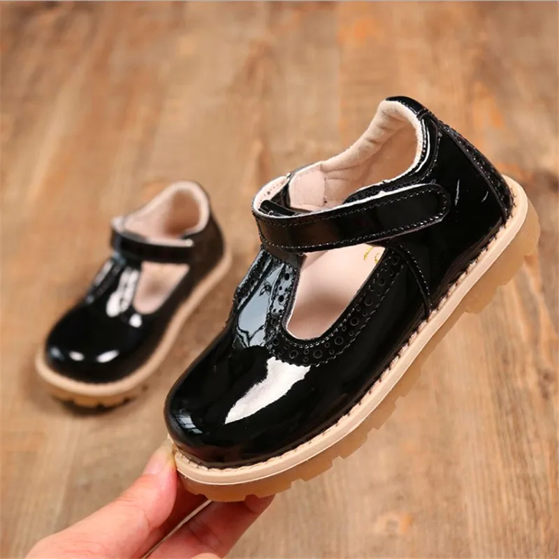 Новинка осенняя Красная кожаная обувь для девочек детская малышей британская