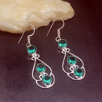gemstonefactory big promotion unique 925 silver gushing green topaz charm women ladies gifts dangle drop earrings 20212067