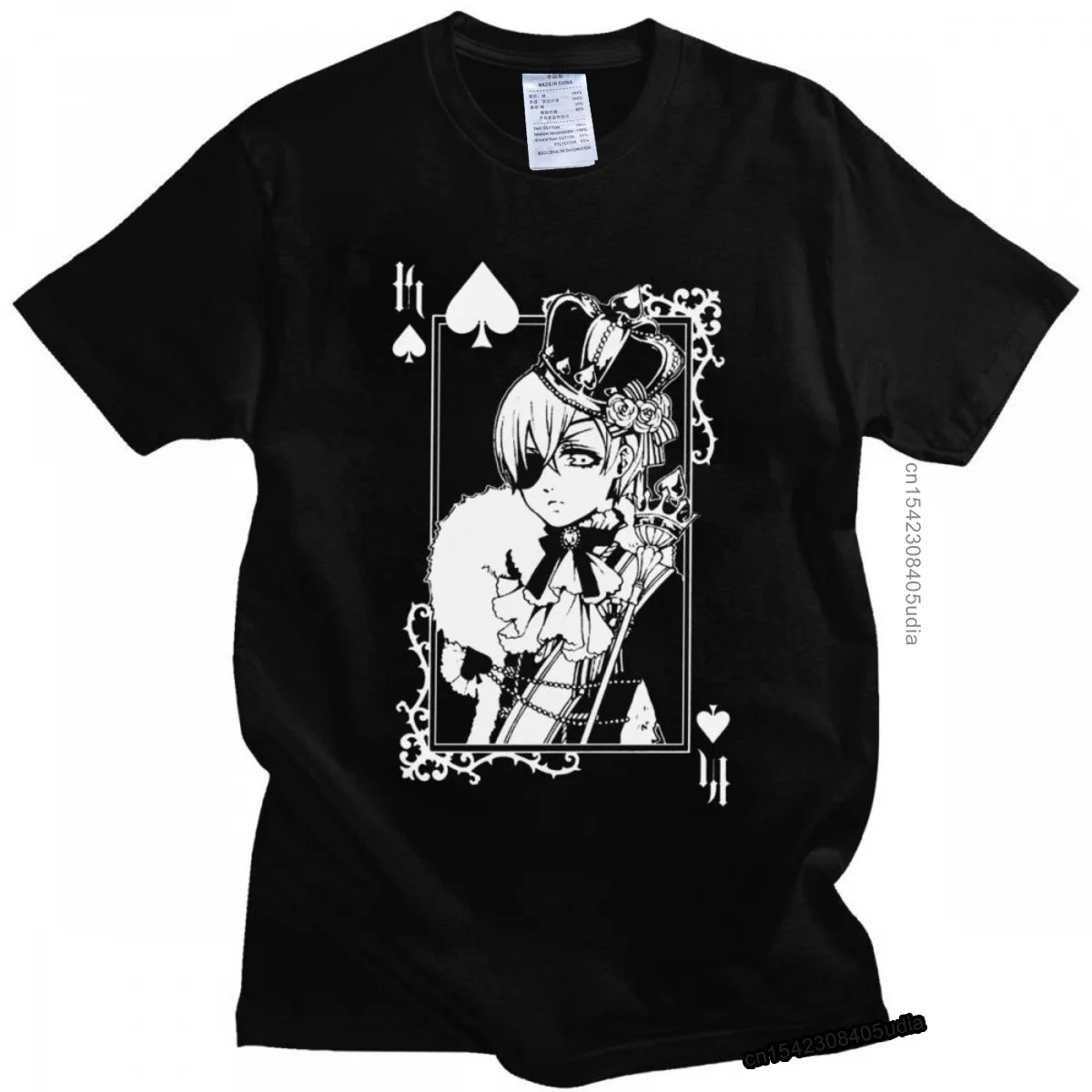 Black Butler Ciel Phantomhive T-Shirt Homme Cotton Japan Anime Manga Kuroshitsuji Tee Shirt for Men Novelty Tshirt