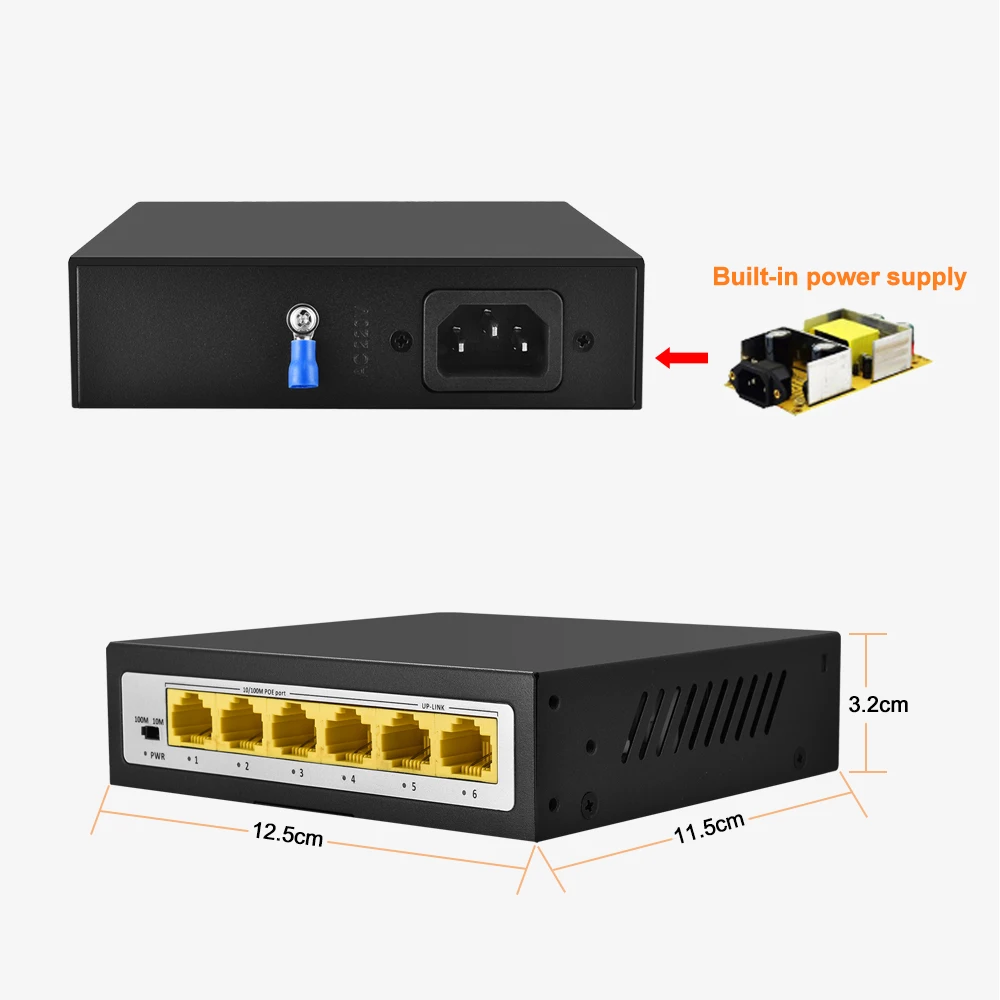CCTV PoE сети выключатель 4-Порты и разъёмы 10/100 м концентратор Мощность Over Ethernet PoE оптический Трансмиссия 15 Вт для IP Камера Системы сетевой коммутатор