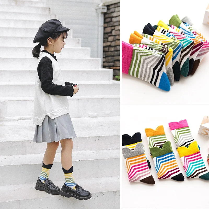 Модные детские носочки Осенние мягкие носки для маленьких девочек Хлопковые