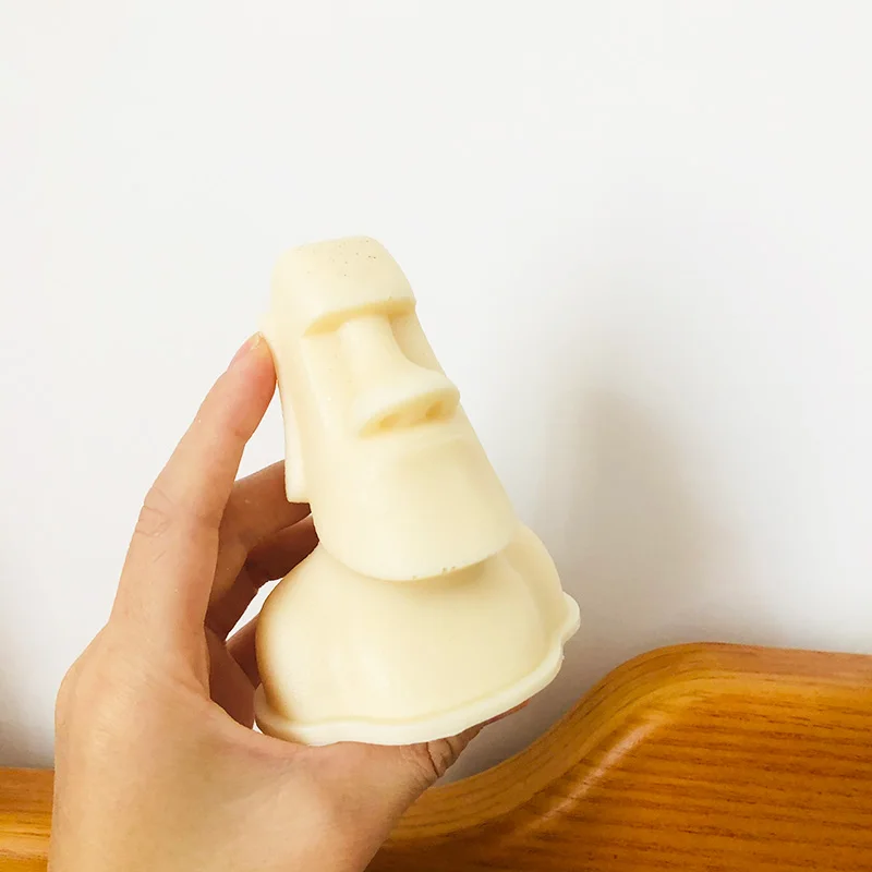 

DIY 3D Candle Mold Wax Making Moai Easter Island Stone Statue Handmade Candle Plaster Concrete Large Scented Silicone Mold