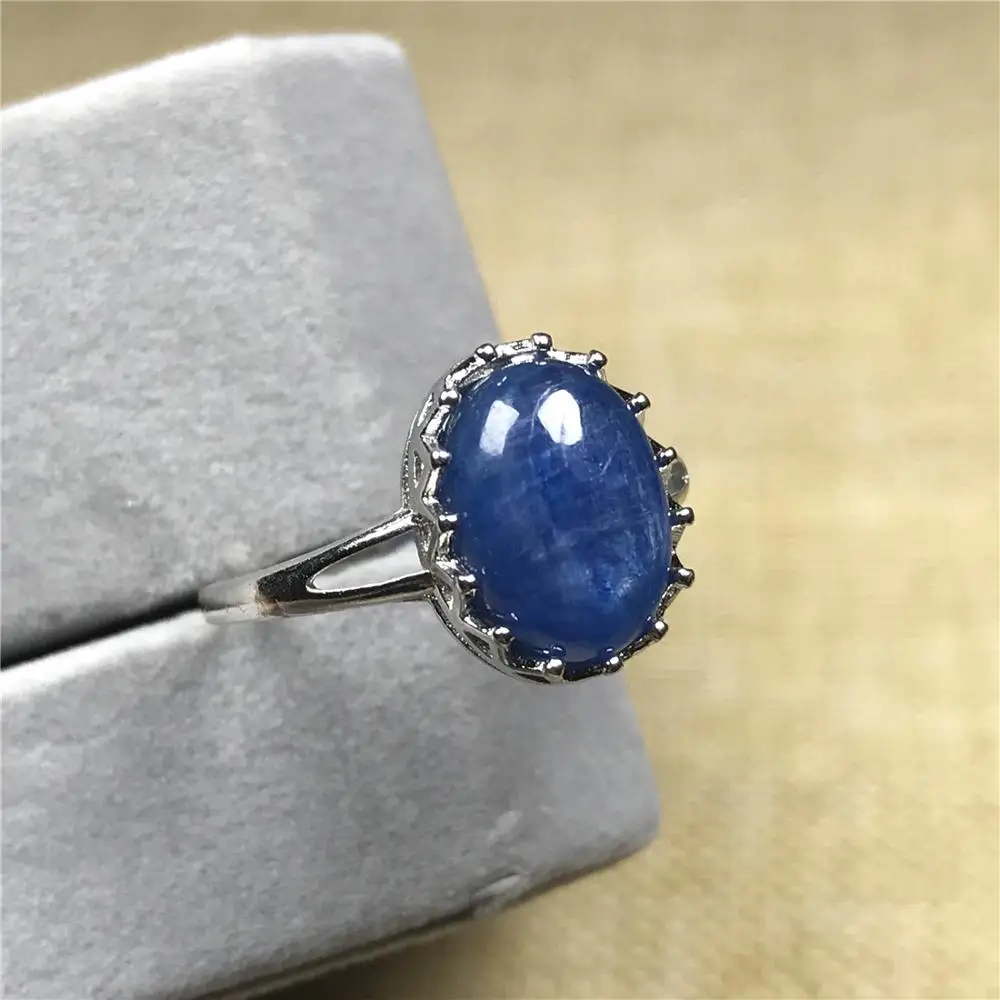 Настоящее Натуральный Синий Кианит кольцо ювелирные изделия для женщин леди
