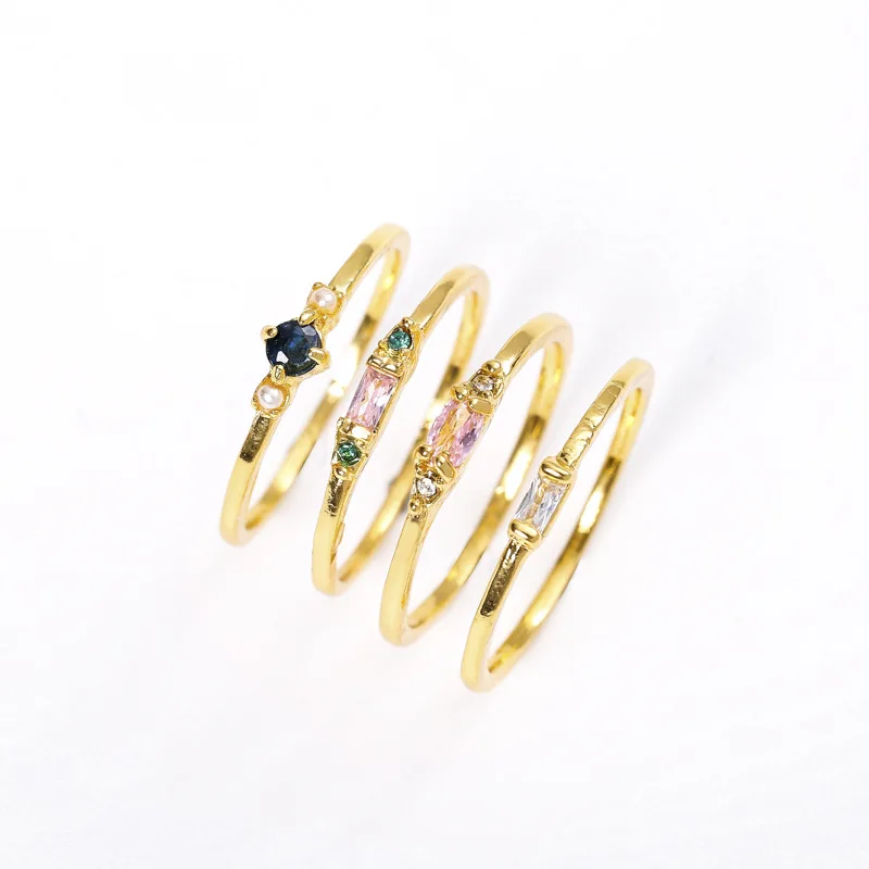 

Mifeiya 4 Pcs/set Luxury Golden Color Four In One Ring Set Jewelry for Women Wedding Engagement Anniversary Fashion Accessories