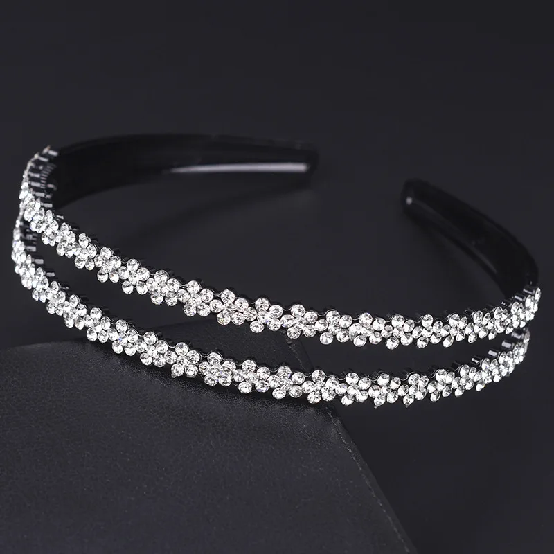 

QCOOLJLY Crystal Rhinestones Hairbands Tiaras Beads Wedding Party Prom Hair Accessories Women Girls Fashion Head Jewelr