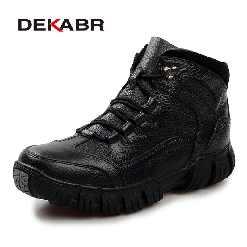 Мужские черные водоотталкивающие ботинки DEKABR модная обувь из натуральной кожи