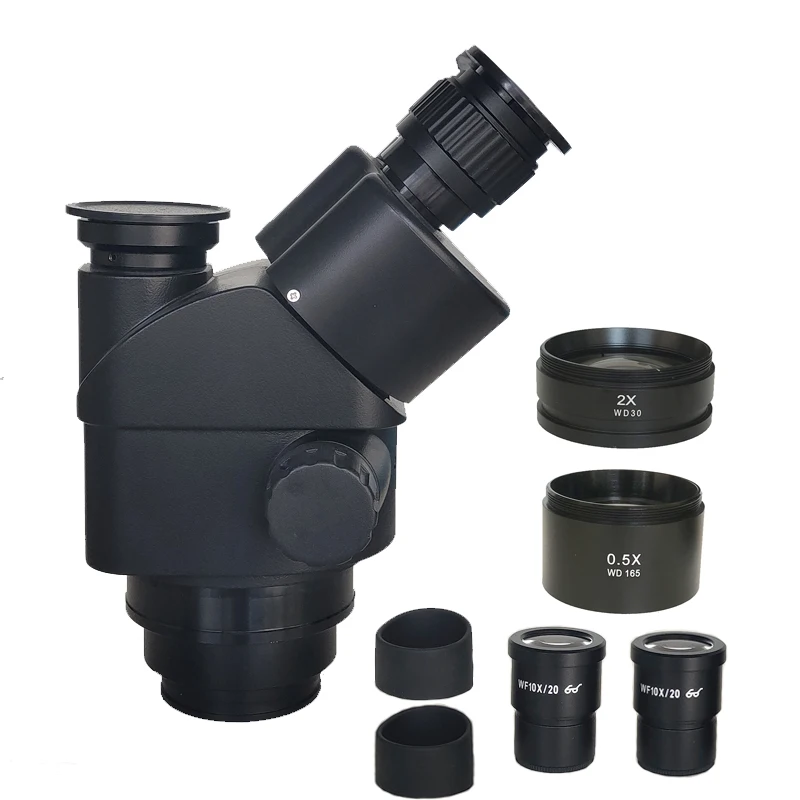 

7X-45X SimulFocal Тринокулярный промышленные стерео микроскоп голова Камера вспомогательный объектива для Мобильный телефон инструменты для ПХБ