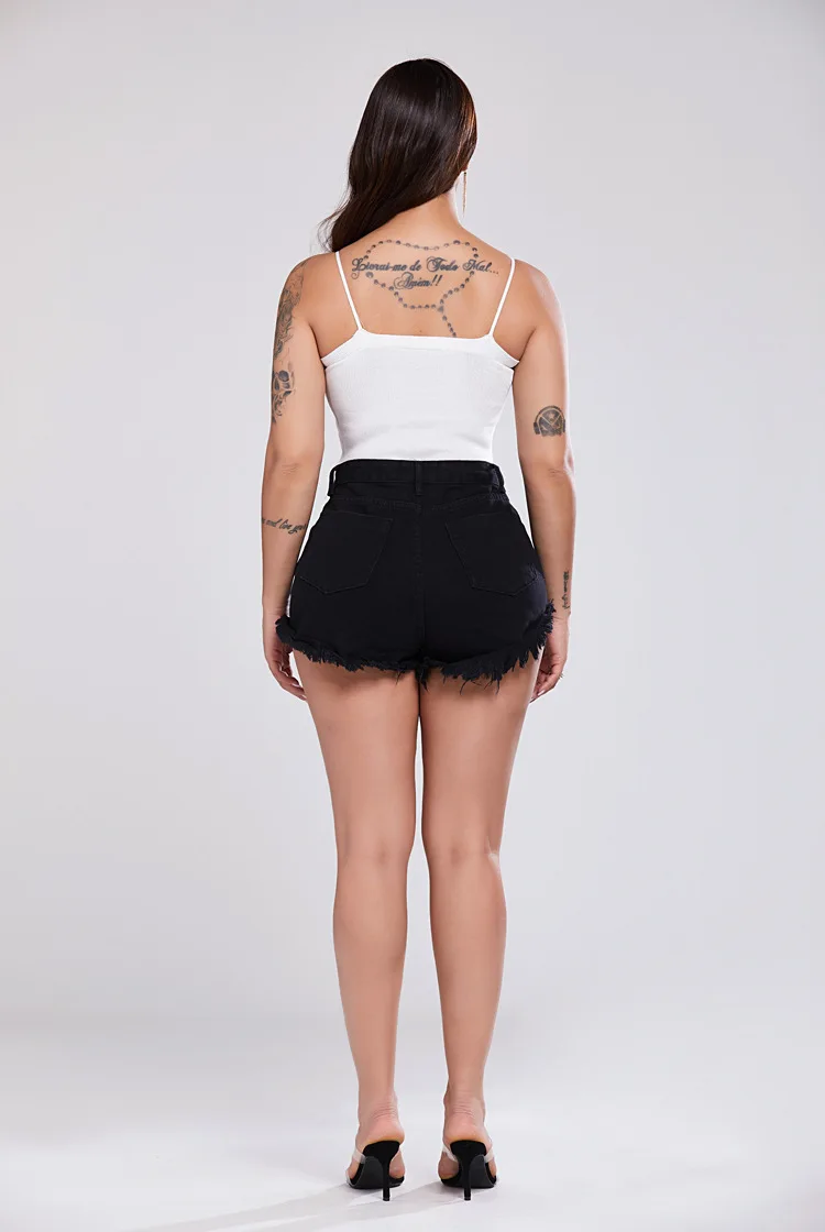 

2020 New Arrival Female Fashion Sexy Summer Women Denim High Waists Ripped Black White Solid Hot Night Club Sexy Denim Shorts