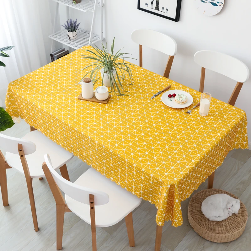 

Polyester Oilcloth Waterproof Checkered Tablecloth Black And White Kitchen Dinning Decorative Table Cover Restaurant table cover