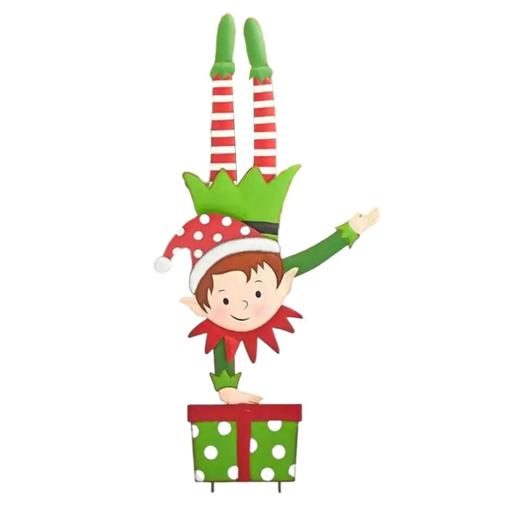 

Metal Elf Garden Stake Yard Decoration Garden Holiday Landscape Decorative Stakes Xmas Art for Yard Driveway Signs New Year Lawn