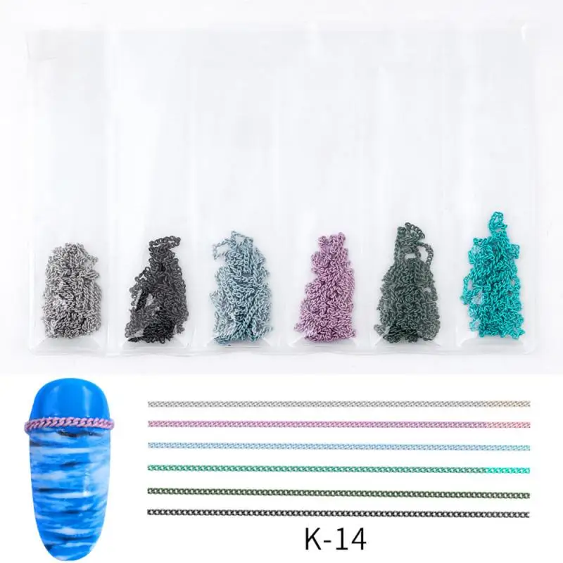 6 шт. 3D Стразы блестящая цепочка для маникюра украшение металлическая сетка