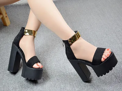 

Summer 2020 new versatile fashion thick heel high heel platform sponge cake cool boots sandals buckle