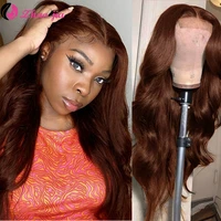 30 inch body wave wig 4x4 lace closure brown human hair wigs for black women pre plucked 250 density brazilian lace closure wig