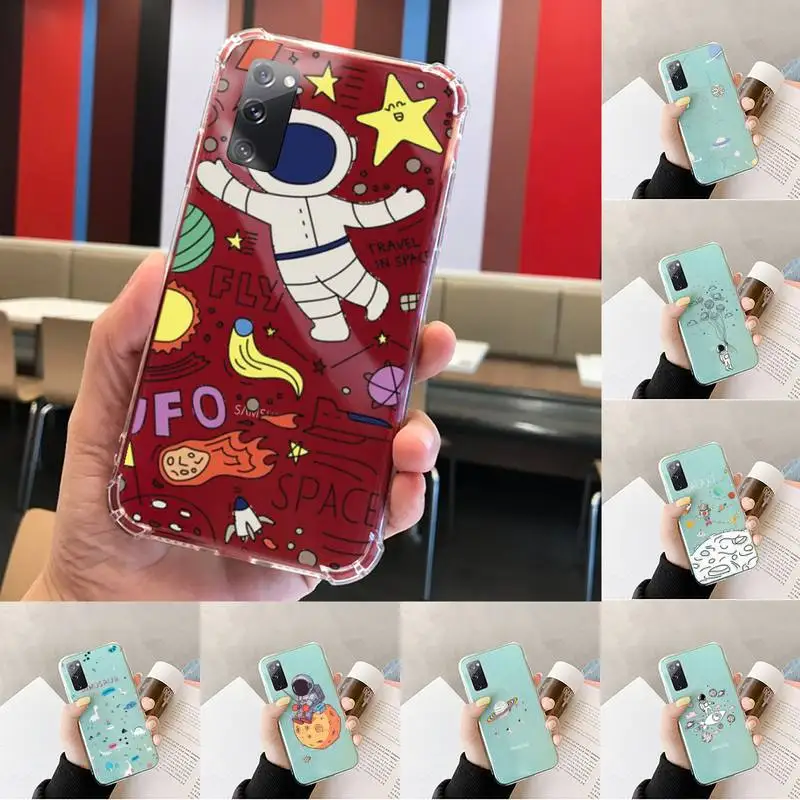 

Star Astronaut Phone Case Transparent For Samsung S 10 9 20 11 7 8 21 6 P Edge PLUS ULTRA 4G 5G