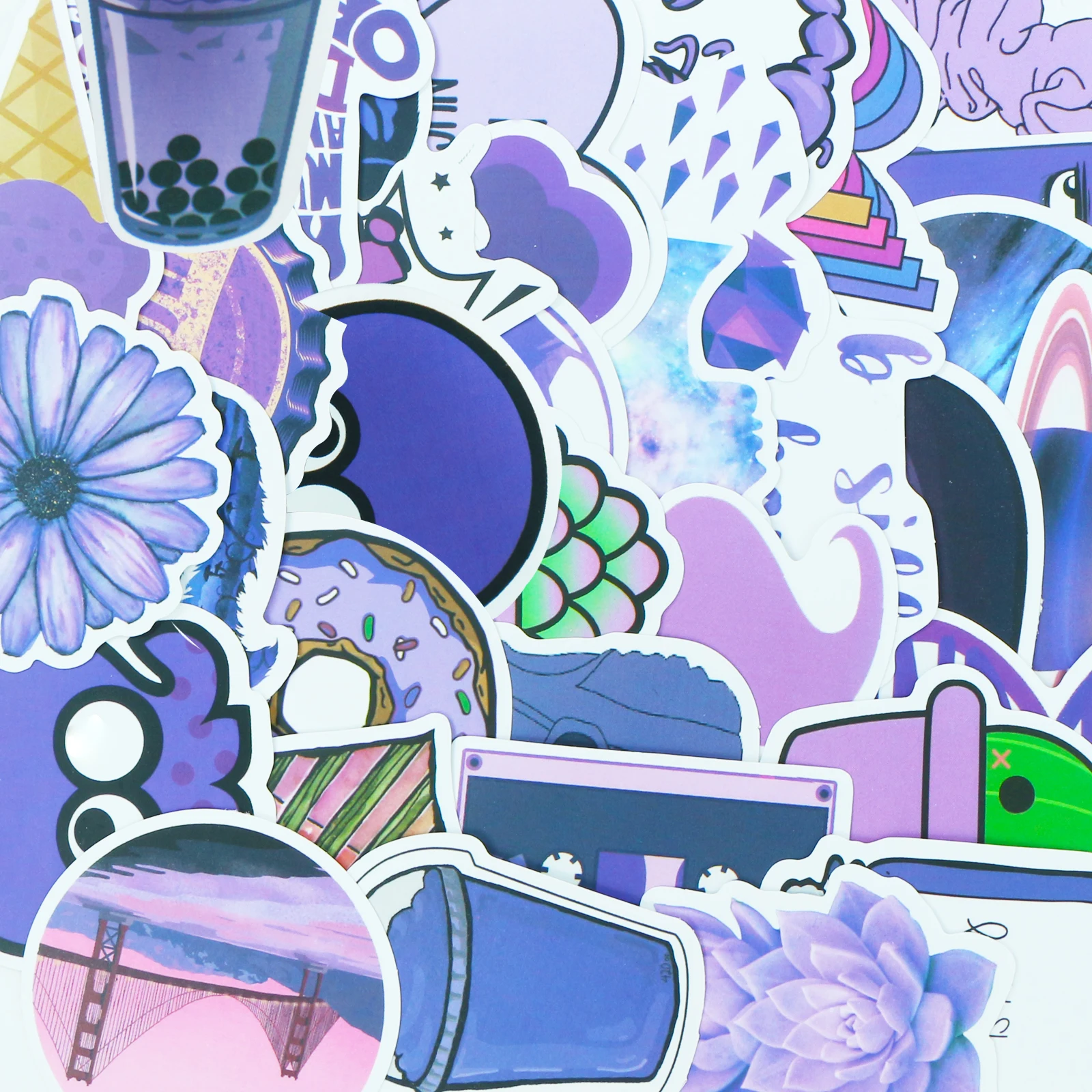 50 ⑤ упак. фиолетовый мультфильм наклейки водонепроницаемые VSCO девушка для