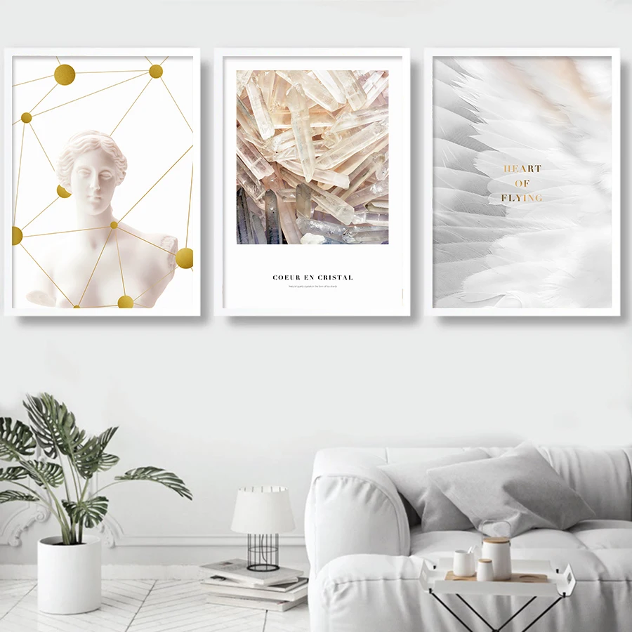 Перо живопись скандинавский постер на стену абстрактная скульптура девушки