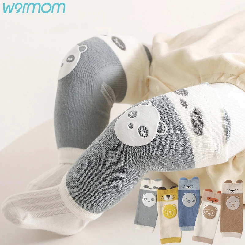 

Warmom Cute Cartoon Leg Warmers Baby Girl Boy Crawling Knee Pads Autumn Winter Non Slip Kids Safety Knee Protector Knee Socks