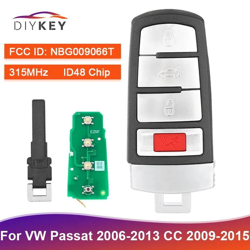 Умная деталь DIYKEY 4 кнопки 315 МГц чип ID48 для VW Volkswagen Passat 2006-2013 CC 2009-2015 идентификатор