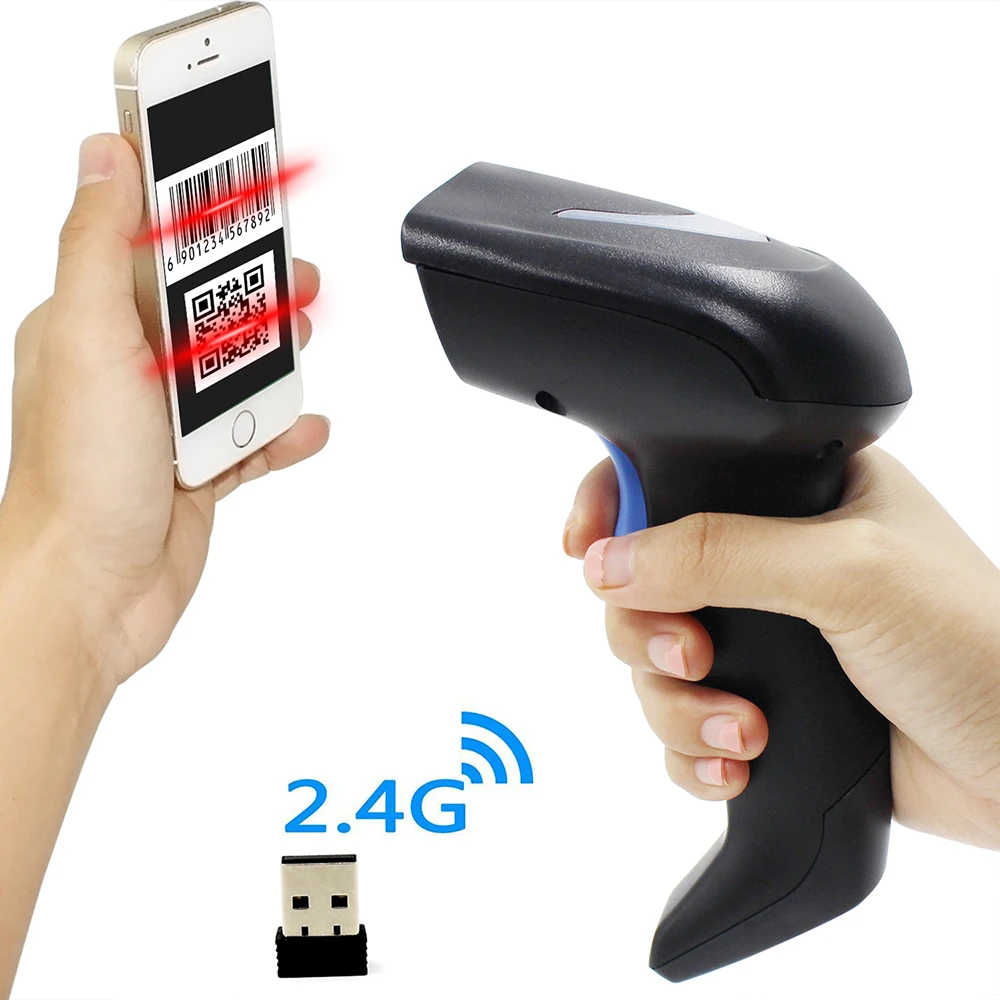 2D Ручной беспроводной сканер штрих кода USB 2 4G QR код PDF417 беспроводная