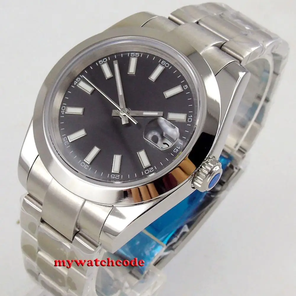 

40mm bliger Sterile Black dial sapphire glass MIYOTA 8215 Automatic movement men's Watch Date 316 stainless steel case