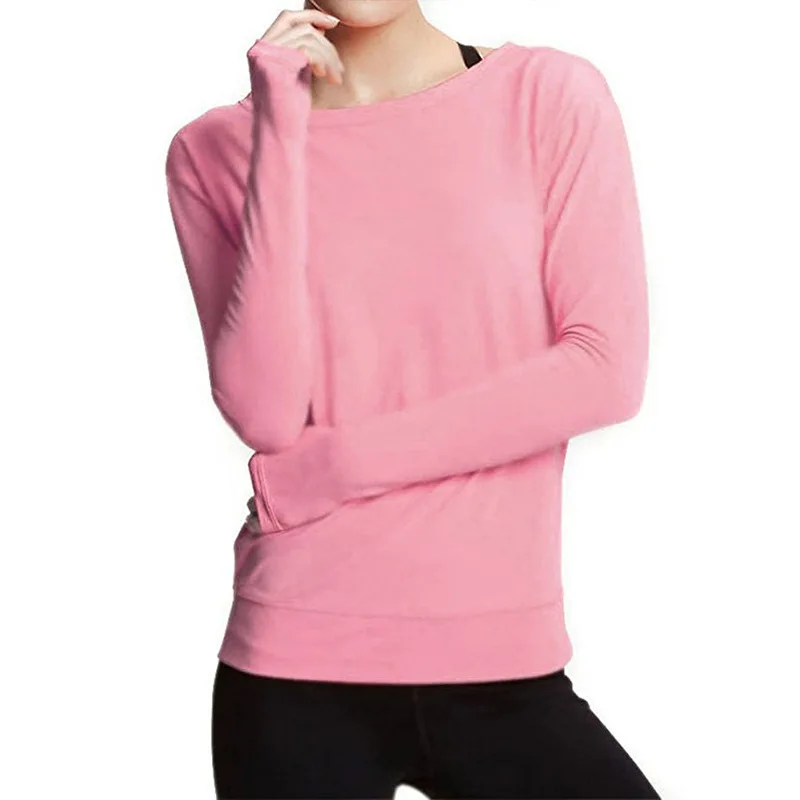 Спортивный топ с длинными рукавами и открытой спиной модная свободная футболка