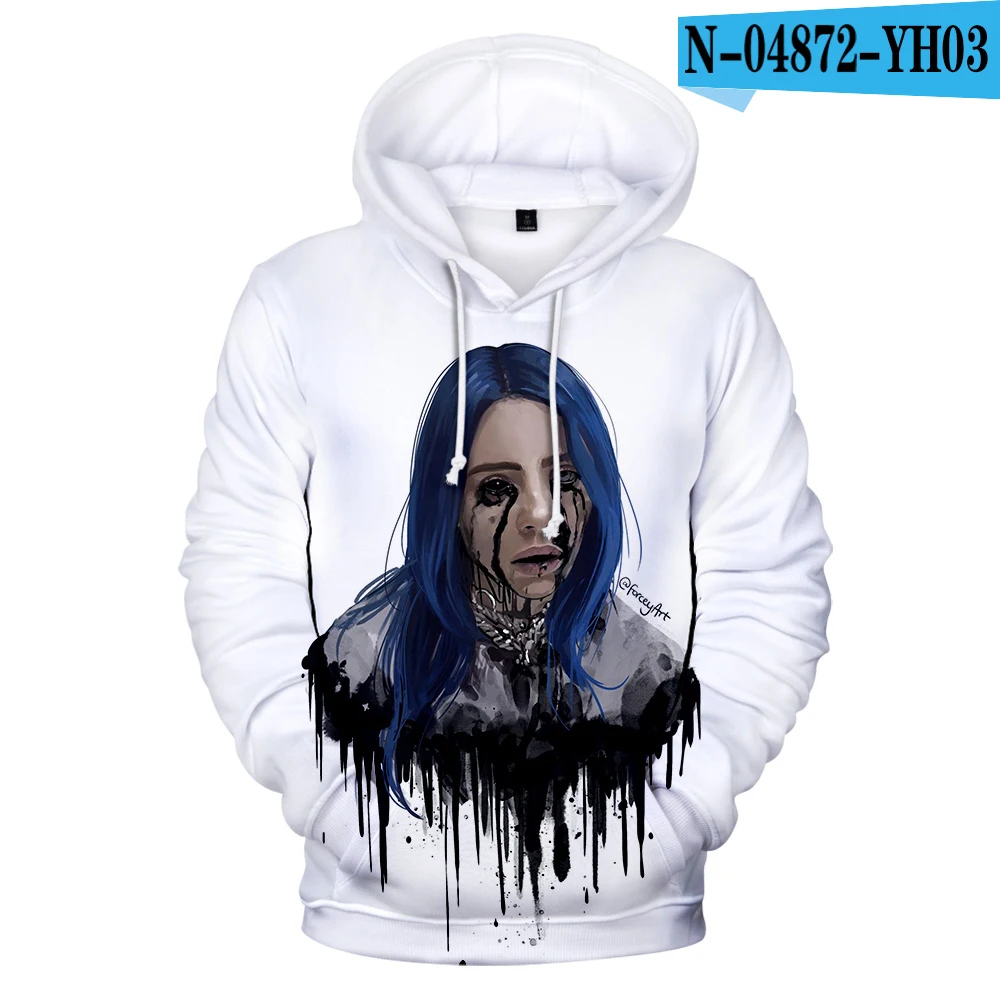 3D Оригинальные толстовки для мужчин и женщин Billie Eilish, толстовка с капюшоном, лидер продаж, осенне-зимняя модная одежда для мальчиков и девочек - Цвет: 3D