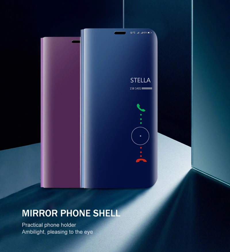 Mi rror флип чехол для pocophone f1 xiaomi mi 9t 9 se 8 a2 lite светильник a3 играть max3 крышка на redmi note 7