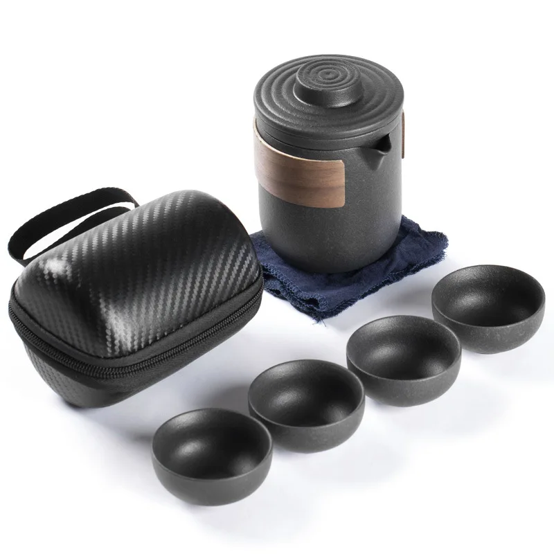 Керамический фарфоровый подсвечивающий чайник и Набор чашек для путешествий на