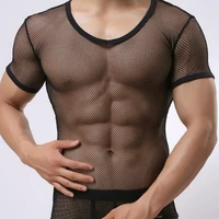70 hot sell t shirt mesh breathable men see through top for sports