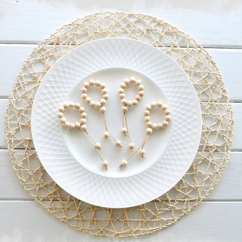 4 шт./компл. из деревянных бусин цветочная гирлянда с Ленточки загородный