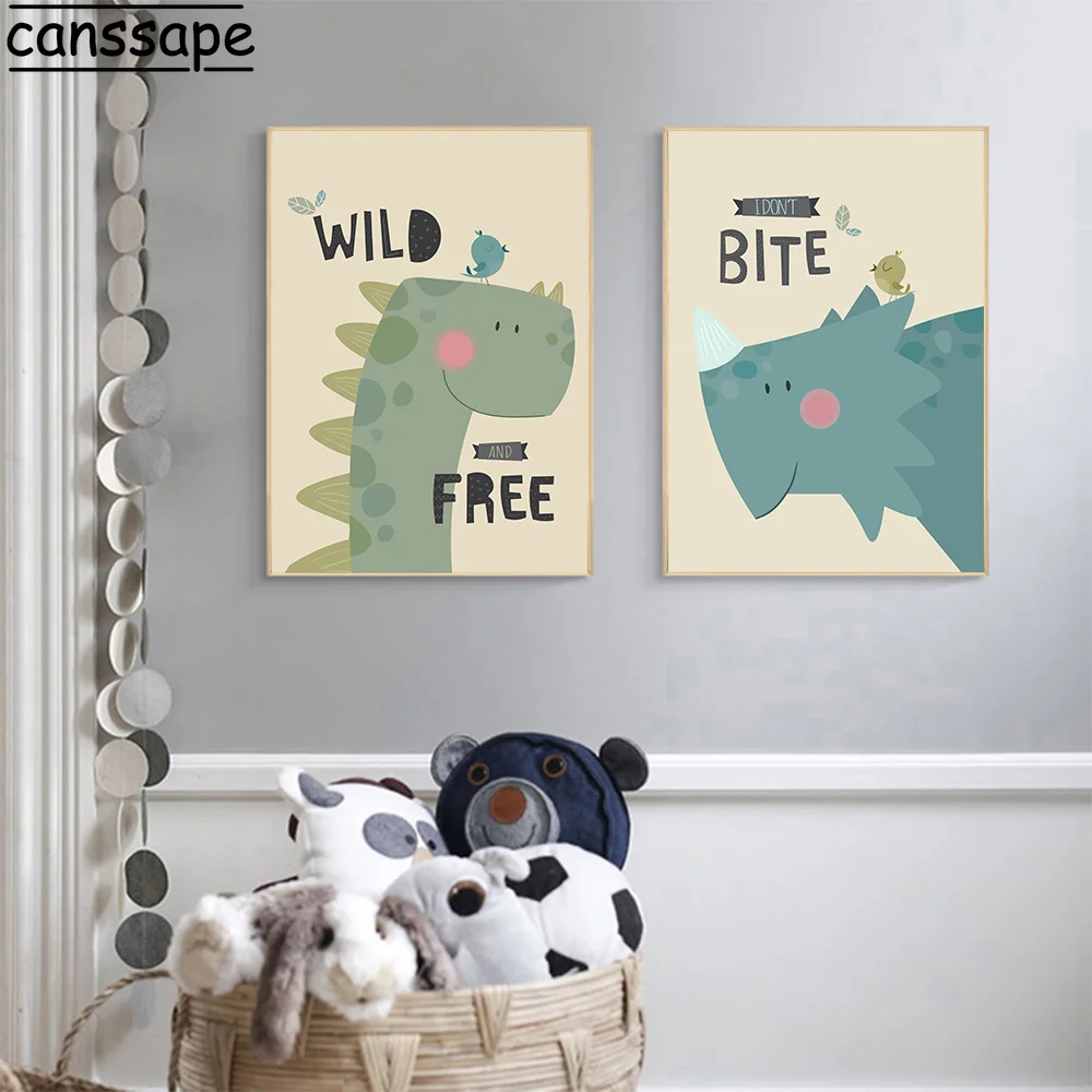 Мальчики Правят Детское Искусство На Стене Холста Печать Постера С Раскрашенными Динозаврами Нордическая Декоративная Картина Для Детской Комнаты Детская Украшение.