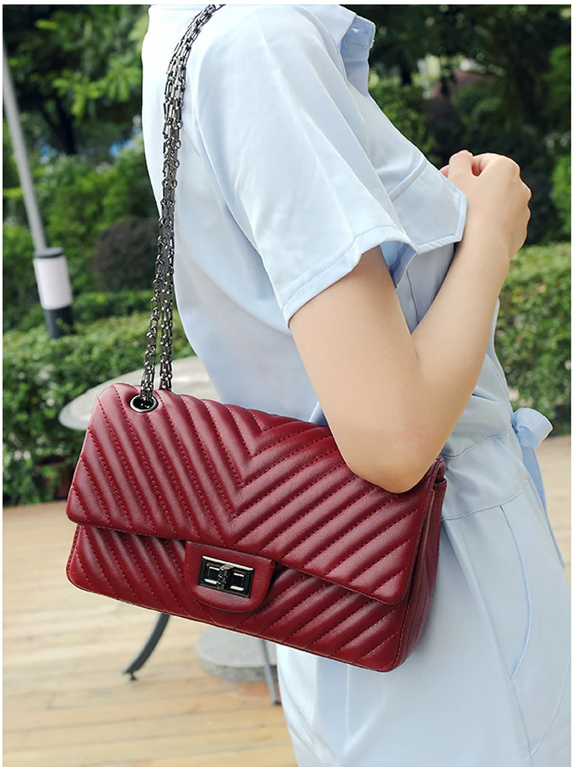 

Women's bag 2021 new fashion One Shoulder Messenger Bag Fashion versatile small Xiangfeng Lingge chain bag