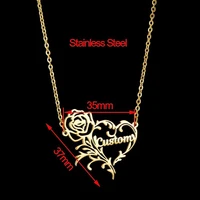 viking sword custom rose heart name necklace personality nameplate stainless steel jewelry for women girlfriend gift