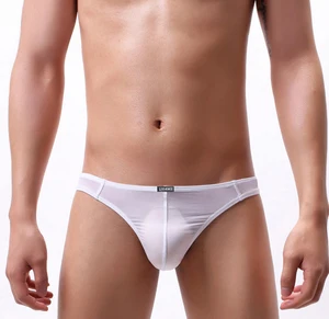 Стринги и стринги для мужчин, сексуальное нижнее белье, ледяной шелк, ультра-тонкие трусы, трусы, трусы-танга, мужское экзотическое нижнее белье
