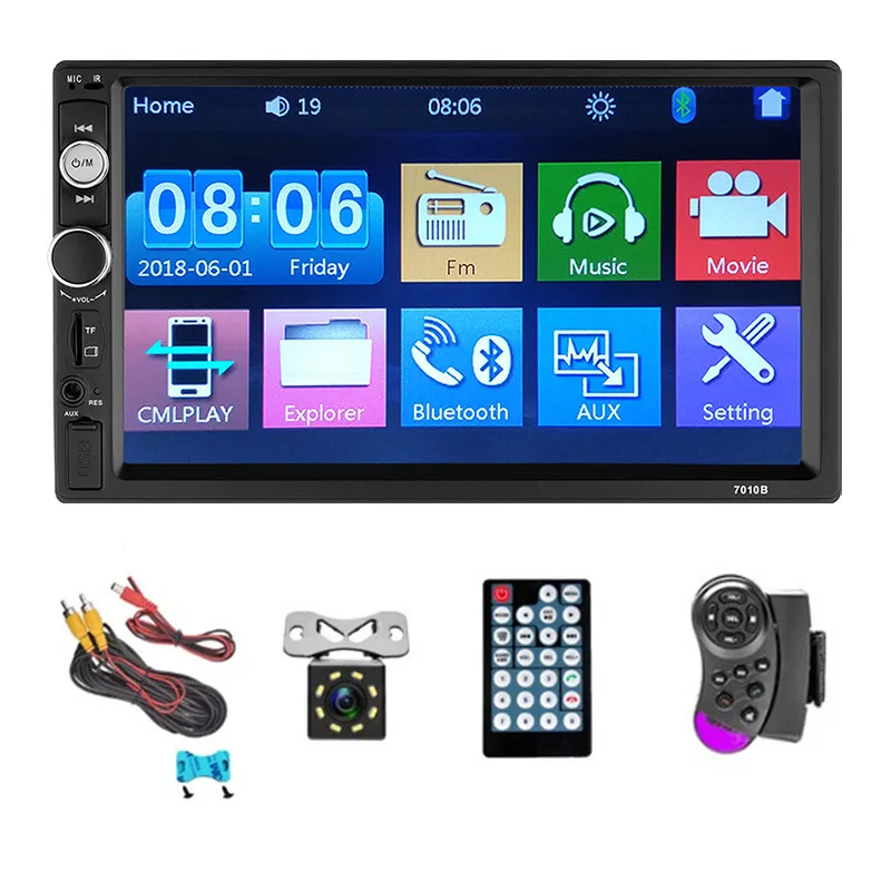 With 8LED Camera " мультимедийный плеер автомобильный радиоприемник с Bluetooth автомагнитола 2 din Автомобильный Радио сенсорный экран mp5 цифровой дисплей магнитола 2din автомобильный стерео аудио резервный монитор радио магнитафон - Цвет: With 8LED Camera