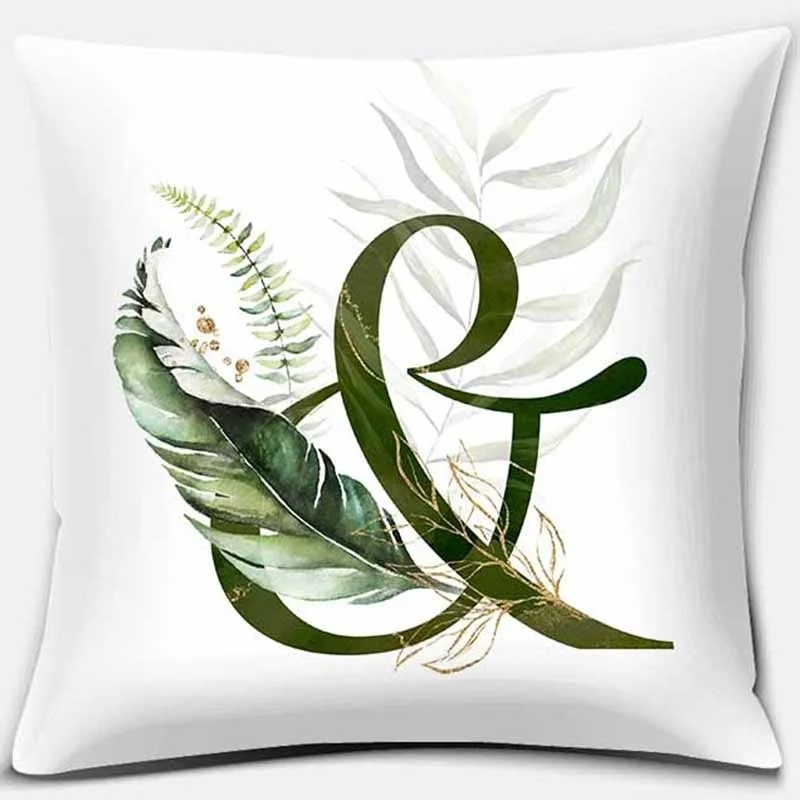 Свежие Зеленые растения Английский алфавит печать квадратная персиковая кожа