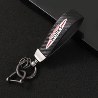 leather car keychain 360 degree rotating horseshoe key rings for for mini cooper s r55 r56 f55 f56 car accessories